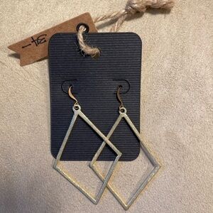 Handmade hammered brass diamond cutout earrings